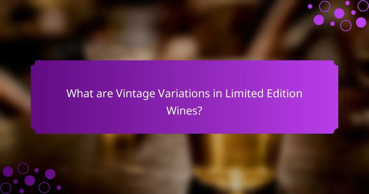 What are Vintage Variations in Limited Edition Wines?