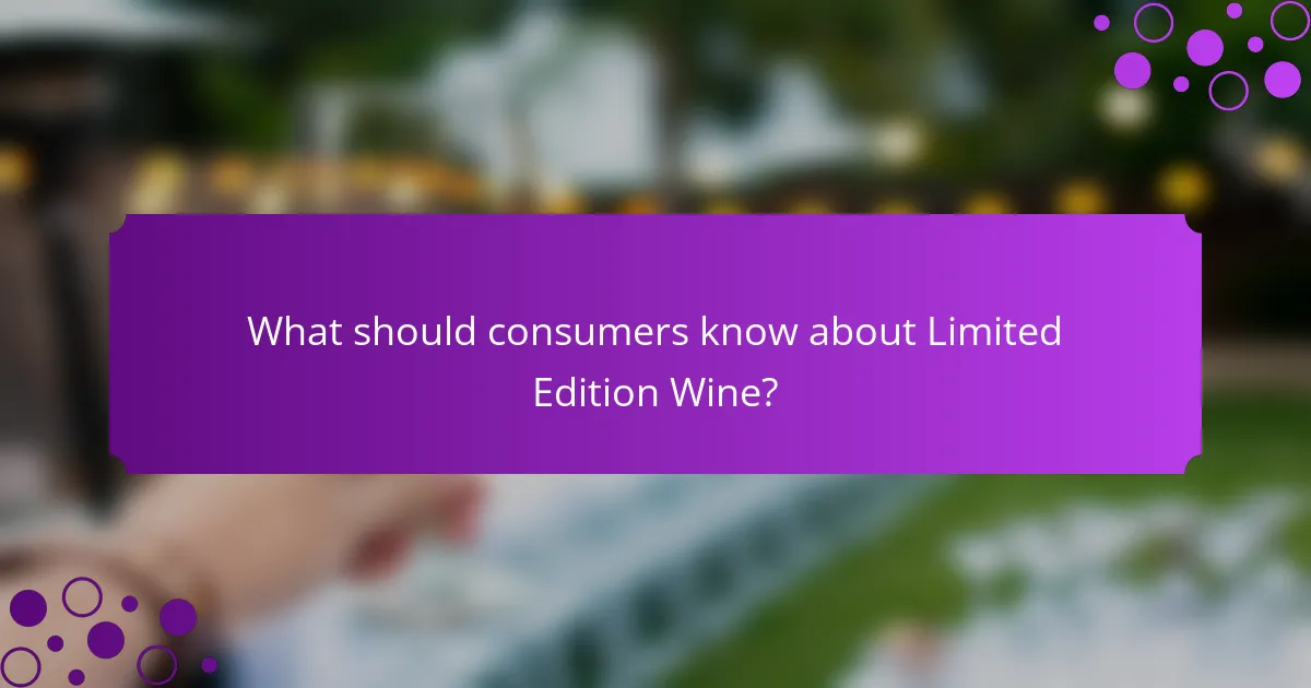 What should consumers know about Limited Edition Wine?