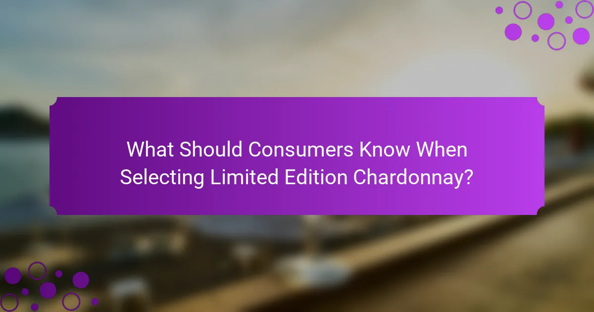 What Should Consumers Know When Selecting Limited Edition Chardonnay?